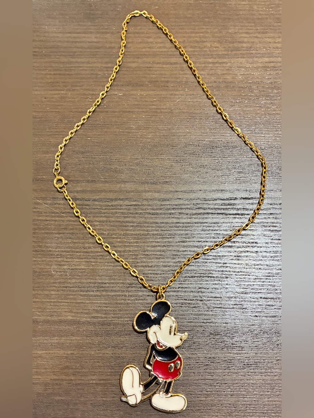 Gold-Tone Black, White & Red Mickey Mouse Pendant Necklace